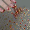1pcs 3D Bronzing Gold Love Heart Nail Art Stickers Y2K Holographic Stars Sun Sliders Starlight DIY Decals Manicure Decoration 1