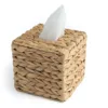 1pc Hand-woven Straw Tissue Box Water Gourd Napkin Cover for Bathroom Kitchen Openwork Household Toilet Sundries Square Storages 5
