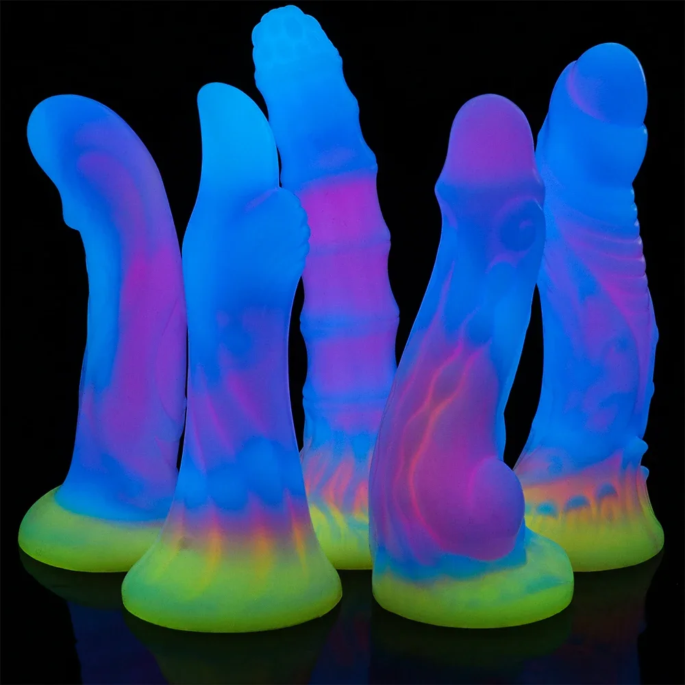 Sex Toys Cute Luminous Dildo Anal for Women Men Colourful Glowing Huge Dragon Monster Dildo Butt Plug Adult