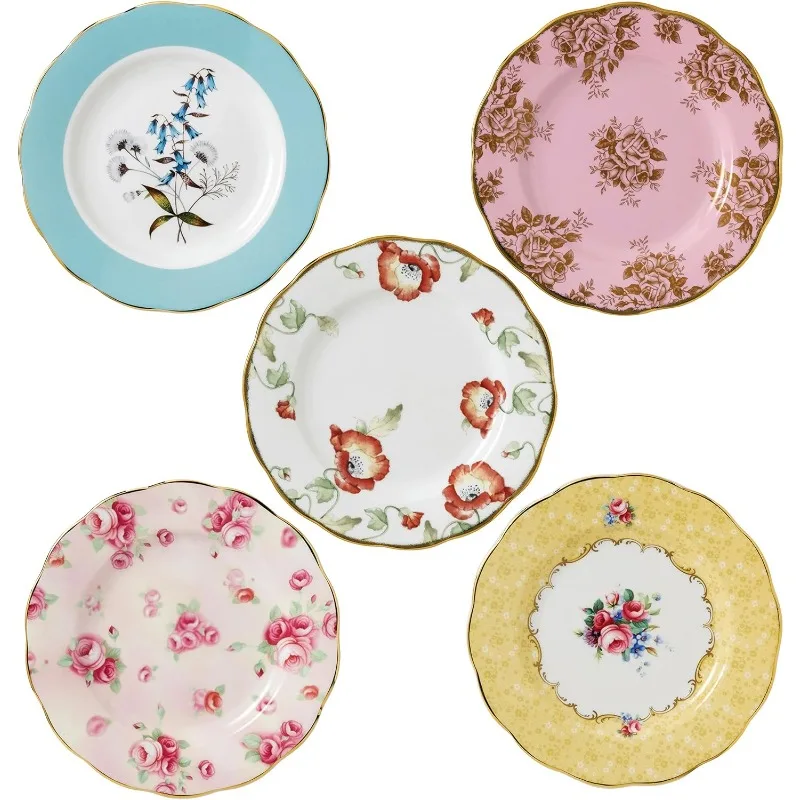 

100 Years 1950-1990 Plate Set, Mixed Patterns, 5-Piece