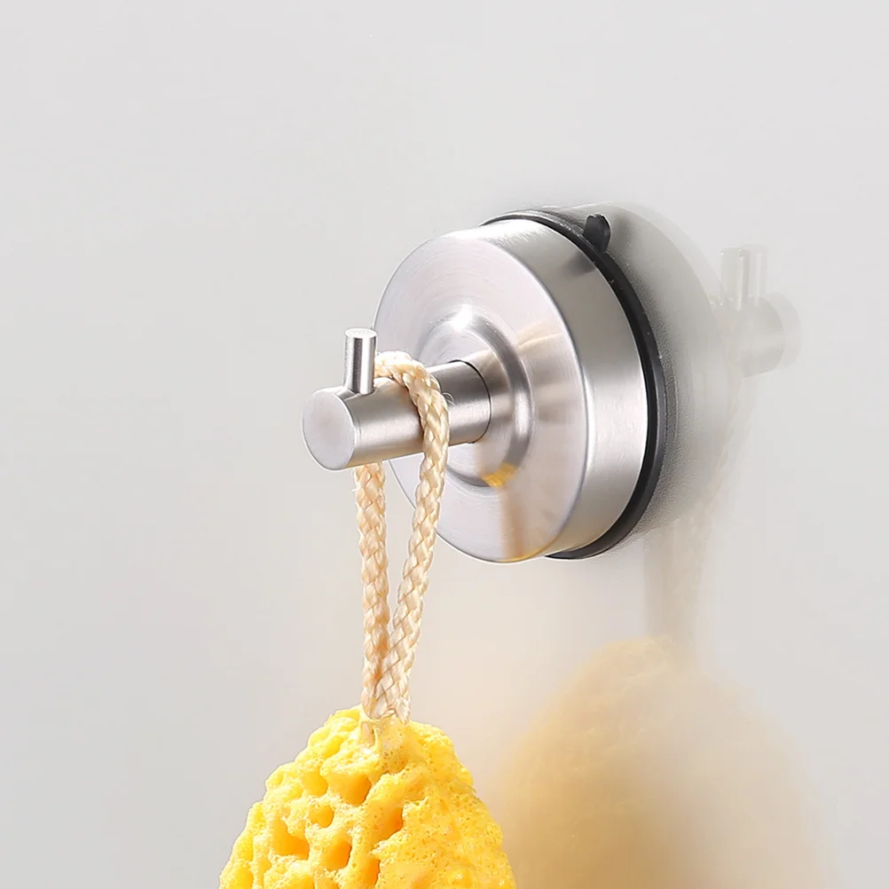 

Stainless Steel Removable Wall-mounted Suction Hooks Vacuum Suction Cup Brushed Shower Hook Wall Hanger for Kitchen Bathroom