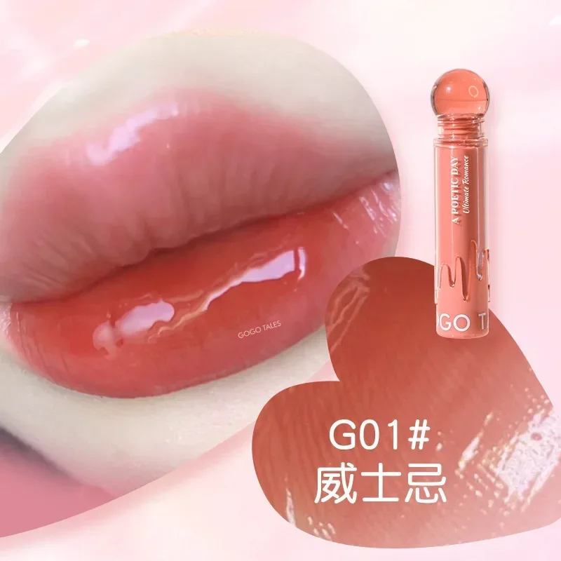 GOGO TALES-Small Pink Ball Refractive Lip Glaze Water Mirror Lip Glaze Honey Moisturizing Cosmetics