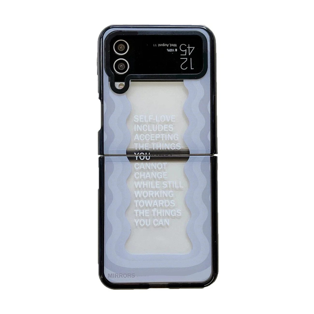 Acrylic Black Border Wave Phone Case for Samsung Galaxy Z Flip 5 4 3 Back Cover for ZFlip3 ZFlip4 ZFlip5 Hard Case Shell