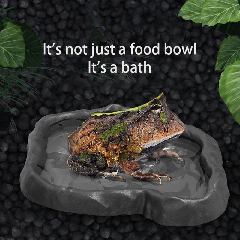 Imitation rock grey reptile water bowl, food bowl, bathing bowl, suitable for lizards, chameleons, snakes, frogs, turtles Imitation rock grey reptile water bowl, food bowl, bathing bowl, suitable for lizards, chameleons, snakes, frogs, turtles