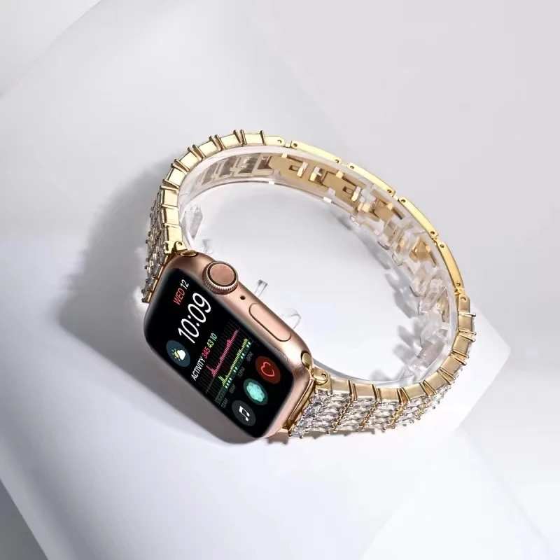 Metal Diamond Strap For Apple Watch Ultra 8 7 45mm 41mm 6 5 4 SE 44mm 40mm Stainless Steel Luxury Wristband For iwatch 42mm 38mm