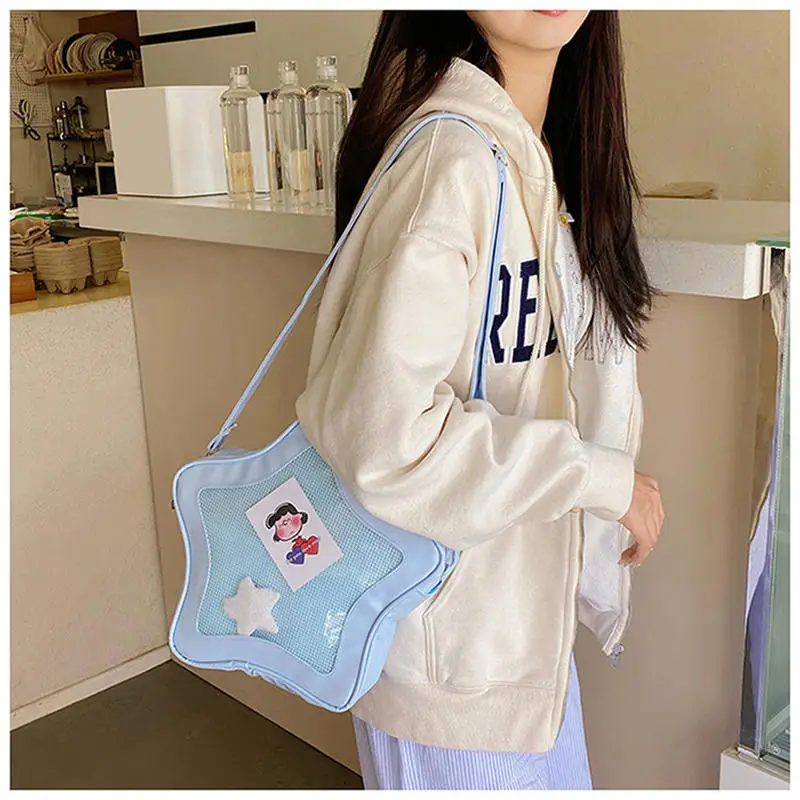 Creative Five Pointed Star Single Shoulder Bag For Girl Fashion Casual Crossbody Bag High Aesthetic Transparent Commuting Bags