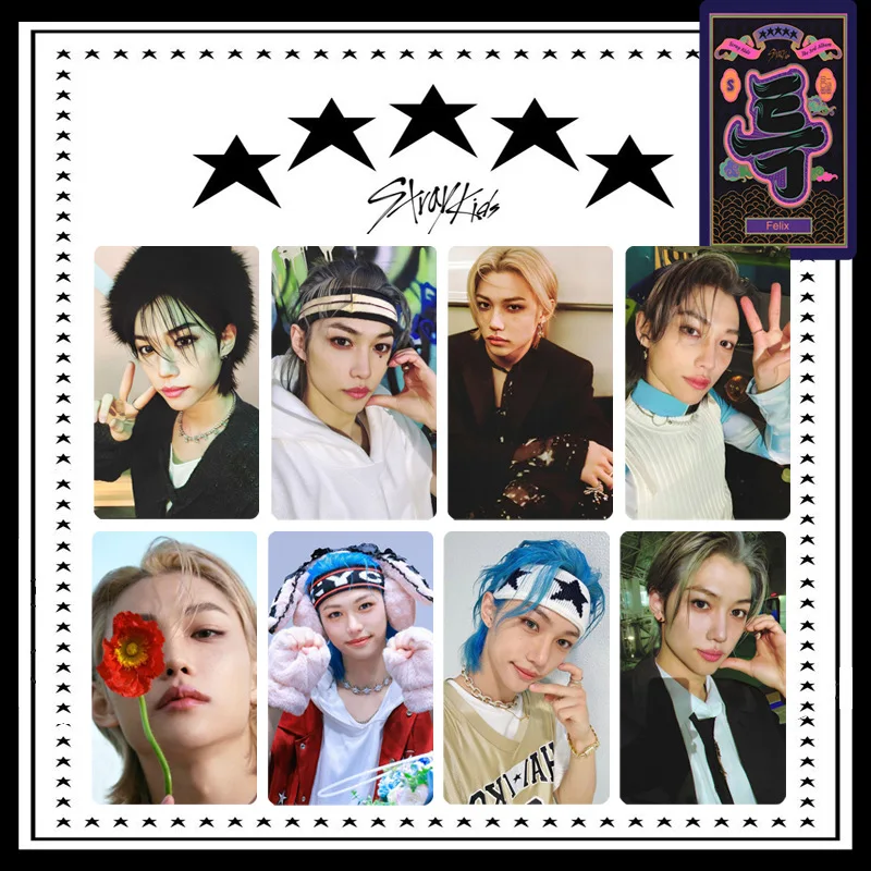 

8Pcs/Set NEW Kpop Stray Kids Album 5-STAR Lomo Cards Photocards Straykids Photo Card Postcard HYUNJIN FELIX Fans Collection Gift