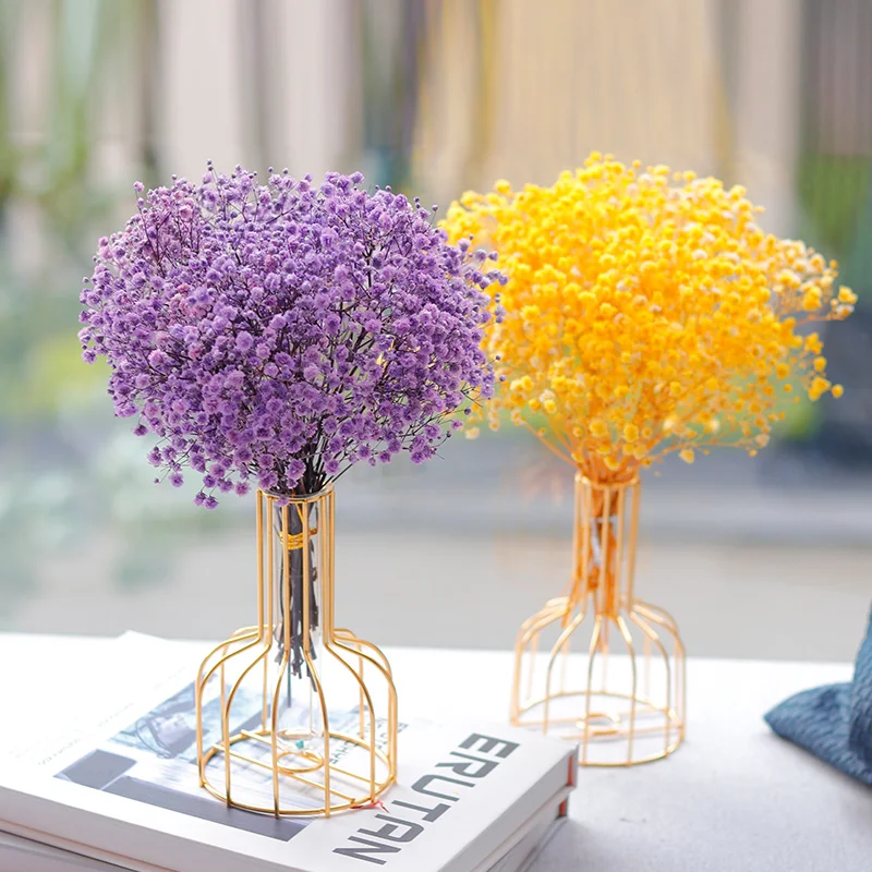 Ramo de flores preservadas secas naturales, Gypsophila con jarrón, ramo de  flores de aliento de bebé para boda, decoración del hogar, decoración de  otoño - AliExpress