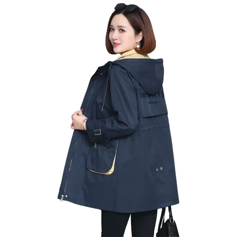 

Nice New Spring Autumn Women's Jacket Hooded Long Coat Causal Loose Overcoat Famale Windbreaker Jackets Outwear 3XL