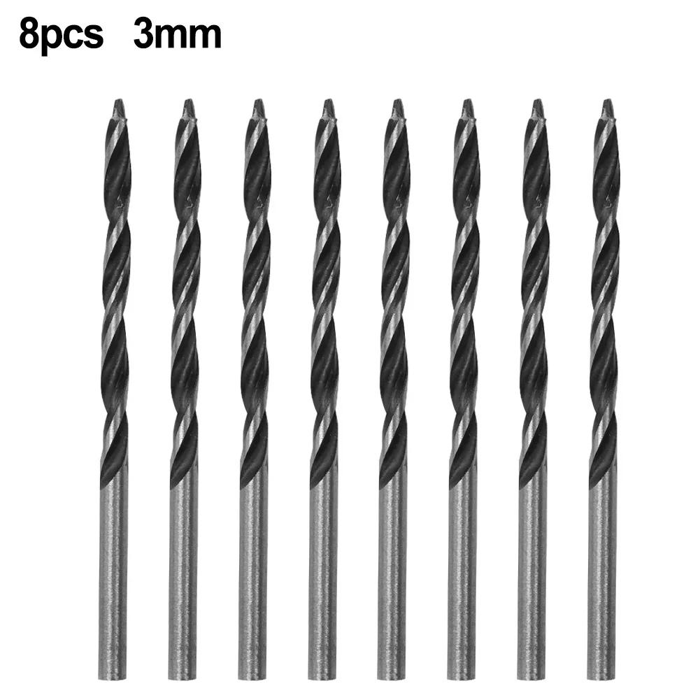 8Pcs  3MM Wood Drill Bit For Woodworking Spiral Drill Bit High Carbon Steel 58mm Quality Tool  Accessories 8pcs woodworking three tip drill bit wood drilling reamer support drill bits hand drill hole tool