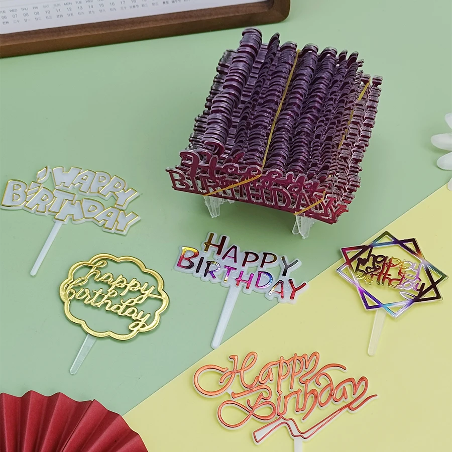 25 Stück Plastik alles Gute zum Geburtstag gebacken Englisch alles Gute zum Geburtstag Gold Party Kinder ersten Jahr Kuchen Dressing