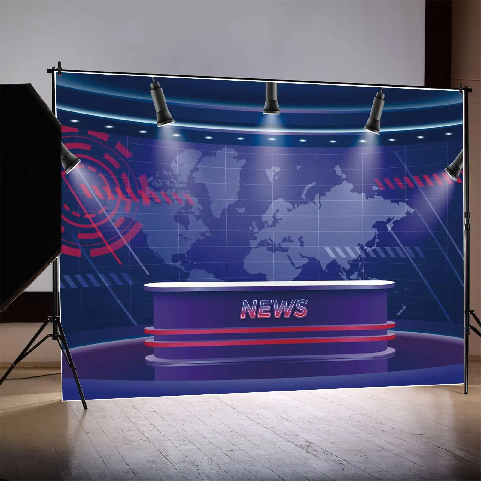 Moon.Qg Fondale Teletorium Tv Video Wall News Stage Background Kid Direct Broadcasting Room Home Studio Decorazioni Photo Booth