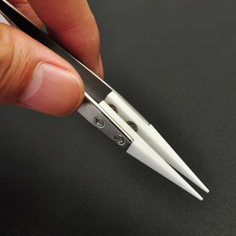 Straight Aimed Ceramic Tweezers for Electronics Soldering with