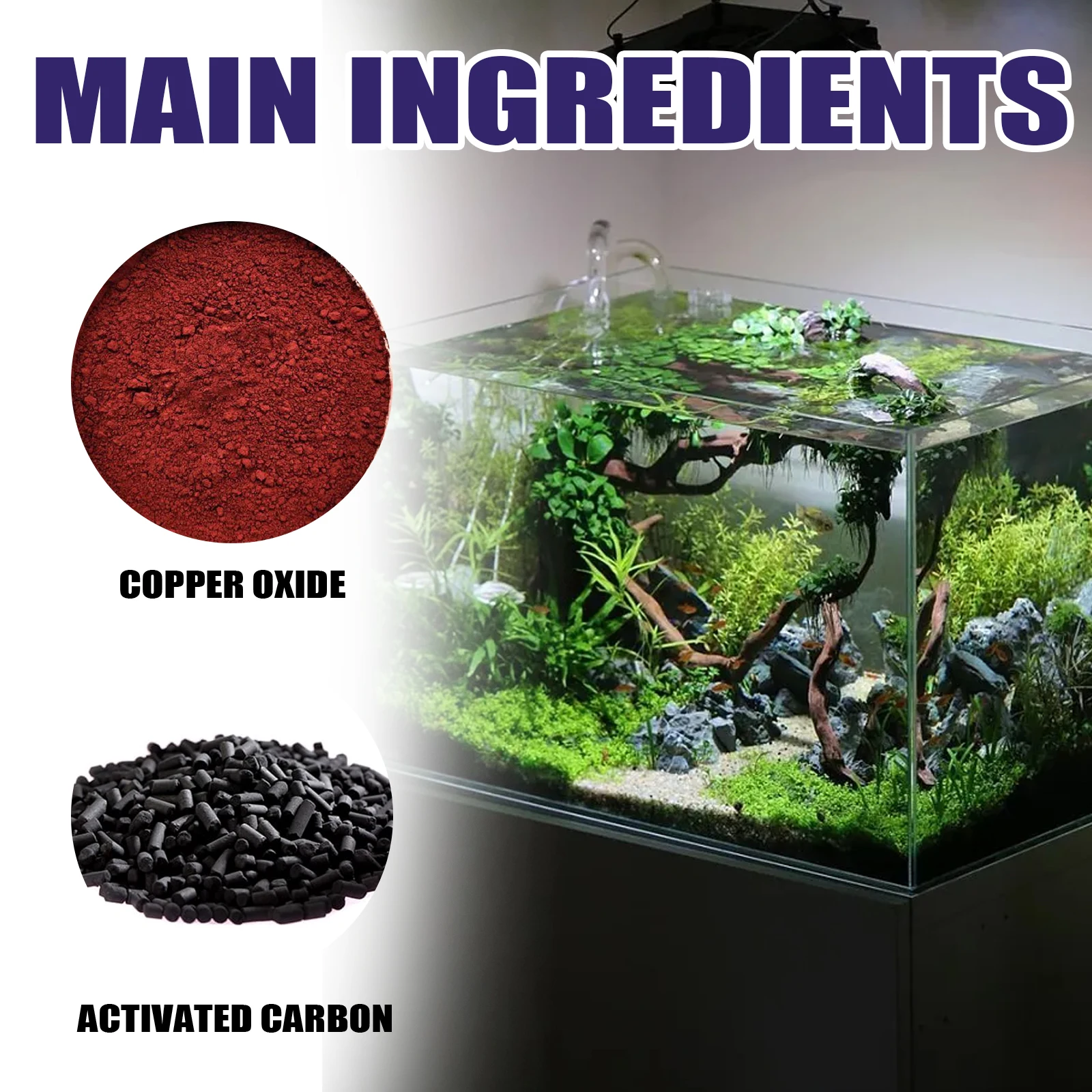 Aquarium Algae Cleaner Tablets for Fish Tanks, Ponds, Remove Moss, Green Water, Prevent Algae Growth, Copper Oxide Formula, Acti