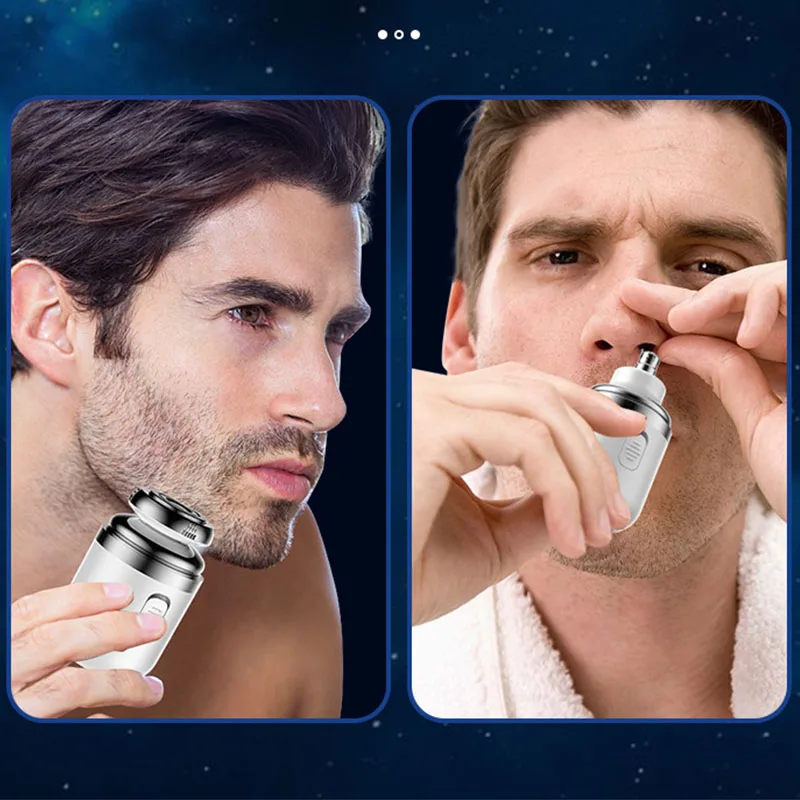 2in1 Mini Washable Electric Razor Rechargeable Shaving Mashine For Man Beard And Nose Hair Trimmer Portable Travel Razor 5