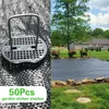 50Pcs Garden Stakes Staples + 50Pcs Gaskets, 4 And 6 Inch Lawn Landscape Staples 11 Gauge U Shaped Galvanized Landscape Pins 4