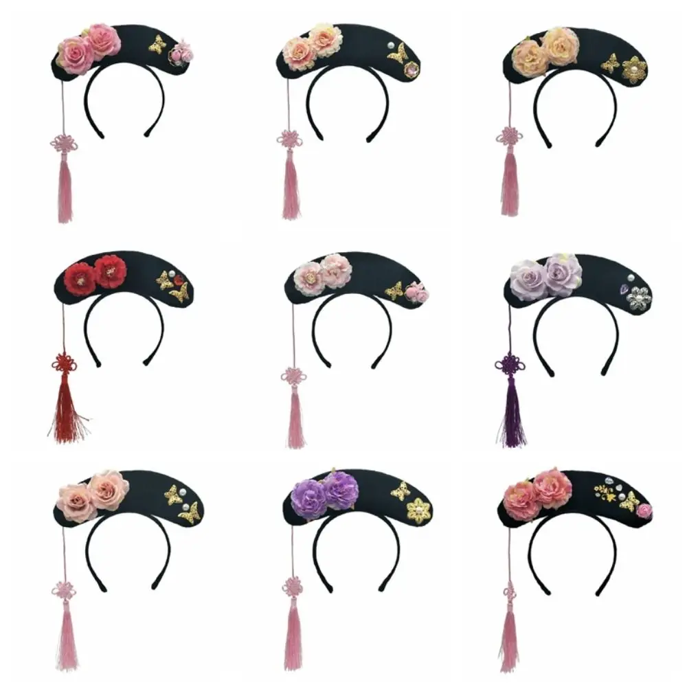 

Long Tassel Hanfu Flower Headband Funny Butterfly Pearl Chinese Style Hair Hoop Crystal Ancient Style Children Hair Bands Party