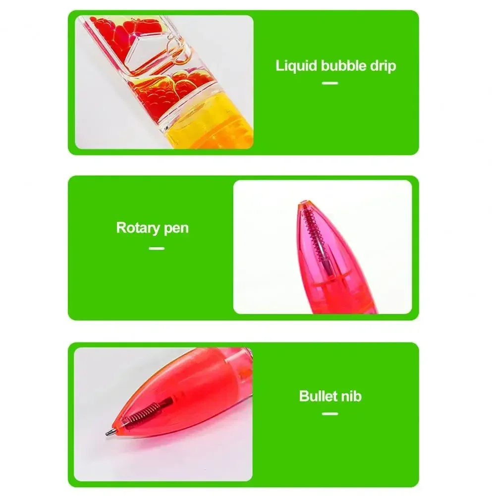Motion-Bubble Pen Hourglass Stress Relief Ballpoint Pen Colorful Liquid Motion-Bubbler Fidget Desk Toys School Supplies sand timer liquid hourglass timer colored hourglass