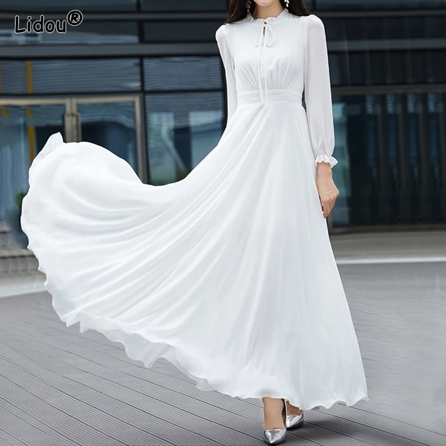 long sleeve white dresses