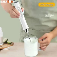 Mousseur à lait électrique 3 en 1, mousseur portatif, mélangeur de boissons à grande vitesse, baguette à mousser le café, Portable et Rechargeable 1