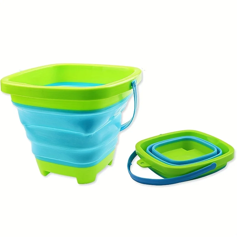 Foldable Beach Bucket Silicone Collapsible Toy Buckets for Kids for Summer Activities Camping Gear Travel Beach Sand Toys 3