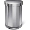 60 Liter Semi-Round Hands-Free Kitchen Step Stainless Steel Trash Can with Soft-Close Lid, Brushed 2