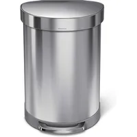 60 Liter Semi-Round Hands-Free Kitchen Step Stainless Steel Trash Can with Soft-Close Lid, Brushed 2