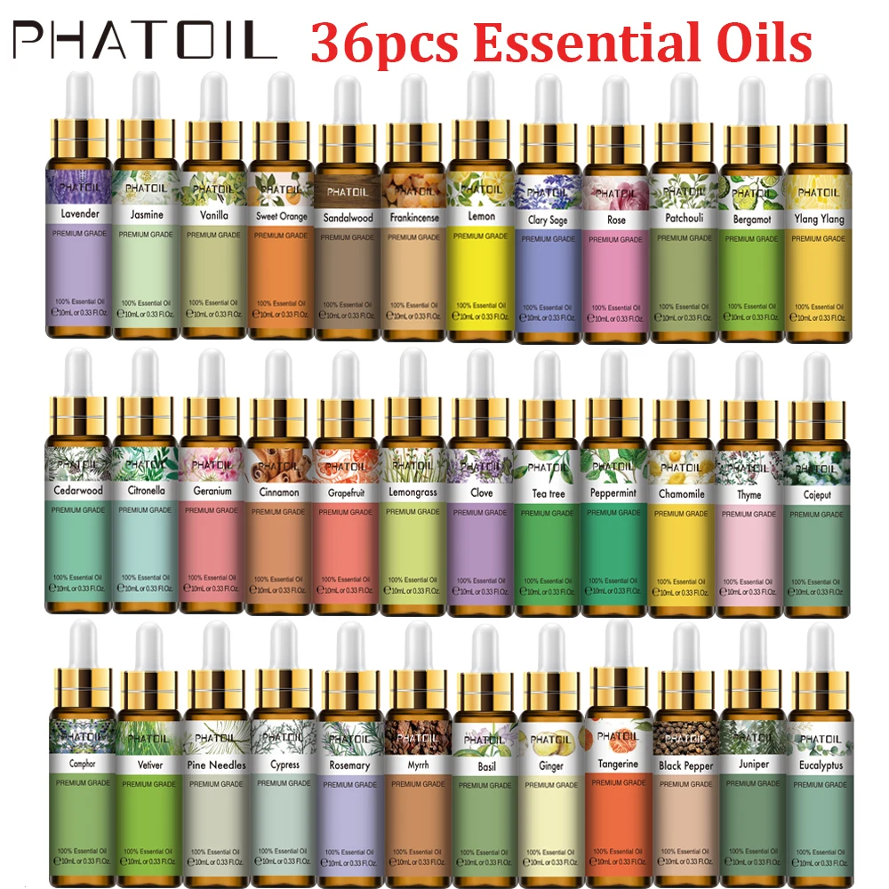 PHATOIL – Flacon d'huile essentielle aromatique pour humidificateur, 30 ml,  senteur d'eucalyptus, rose, lavande, jasmin, menthe poivrée, bois de  santal, bergamote, arbre à thé, - AliExpress