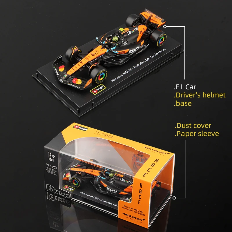 ブラーゴ 1/43 2025 F1 モデル ヘルメット付き 合金製 ミニチュア ダイ