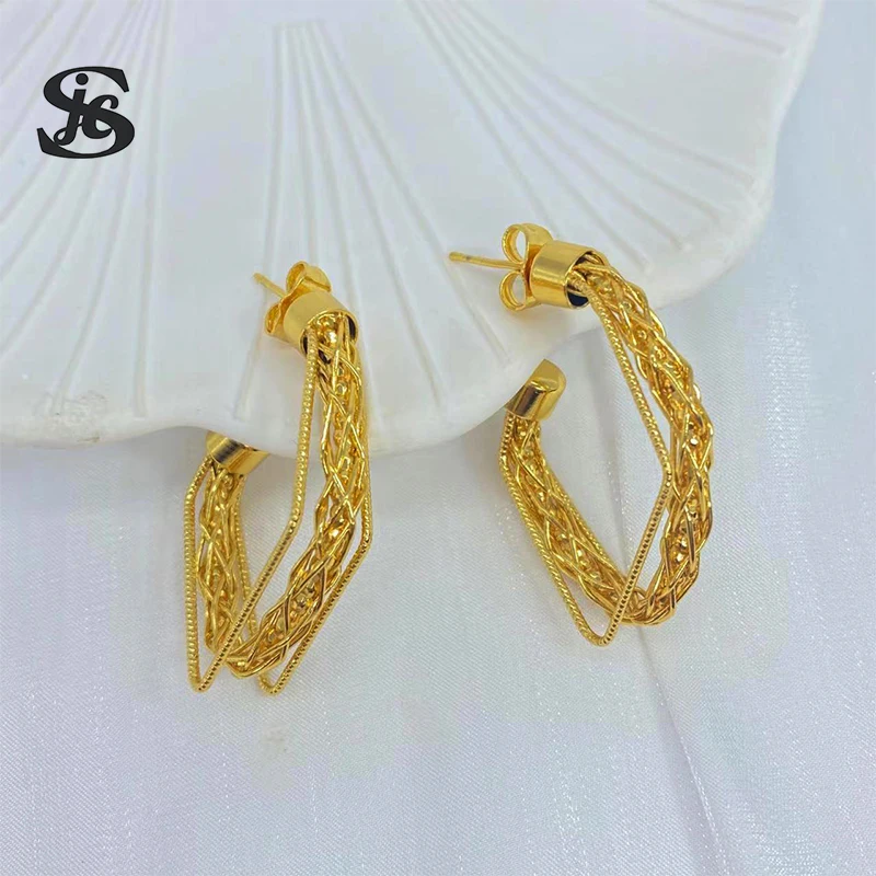 Dubai Hot Sale Fashion Jewelry Gold Plated Lrregular Luxury Stud Earrings For Women Wedding Party Daily Wear Formal Dinner