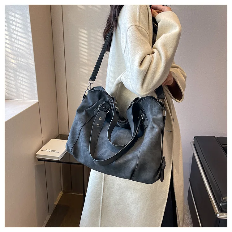 Soft Matte PU Leather Tote Bags for Women Travel Work Handbags Minimalist Leisure Crossbody Bags Satchel