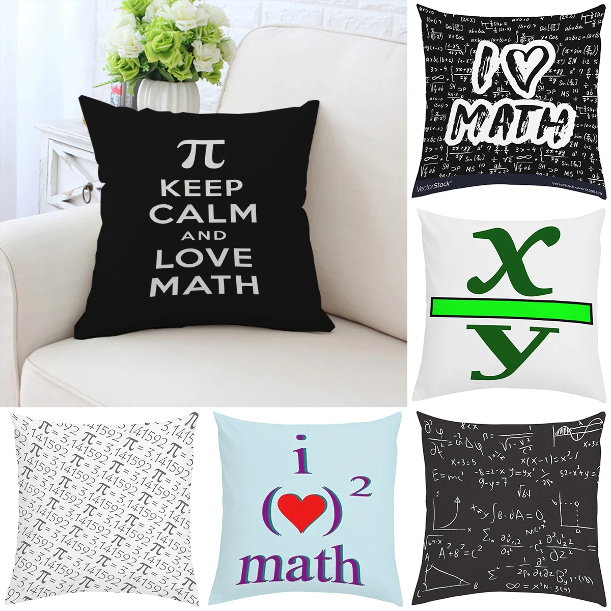 

45x45cm pillowcase custom Mathematic symbols double-sided printed sofa cushion cover chair cushion home headrest 40x40cm