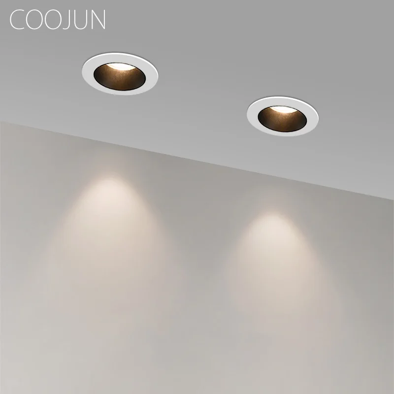 

COOJUN Mini LED Spotlight Embedded 5W CRI 93 Living Room Bedroom Wall Washing Anti-Glare COB Ceiling Light Downlight Home Decor