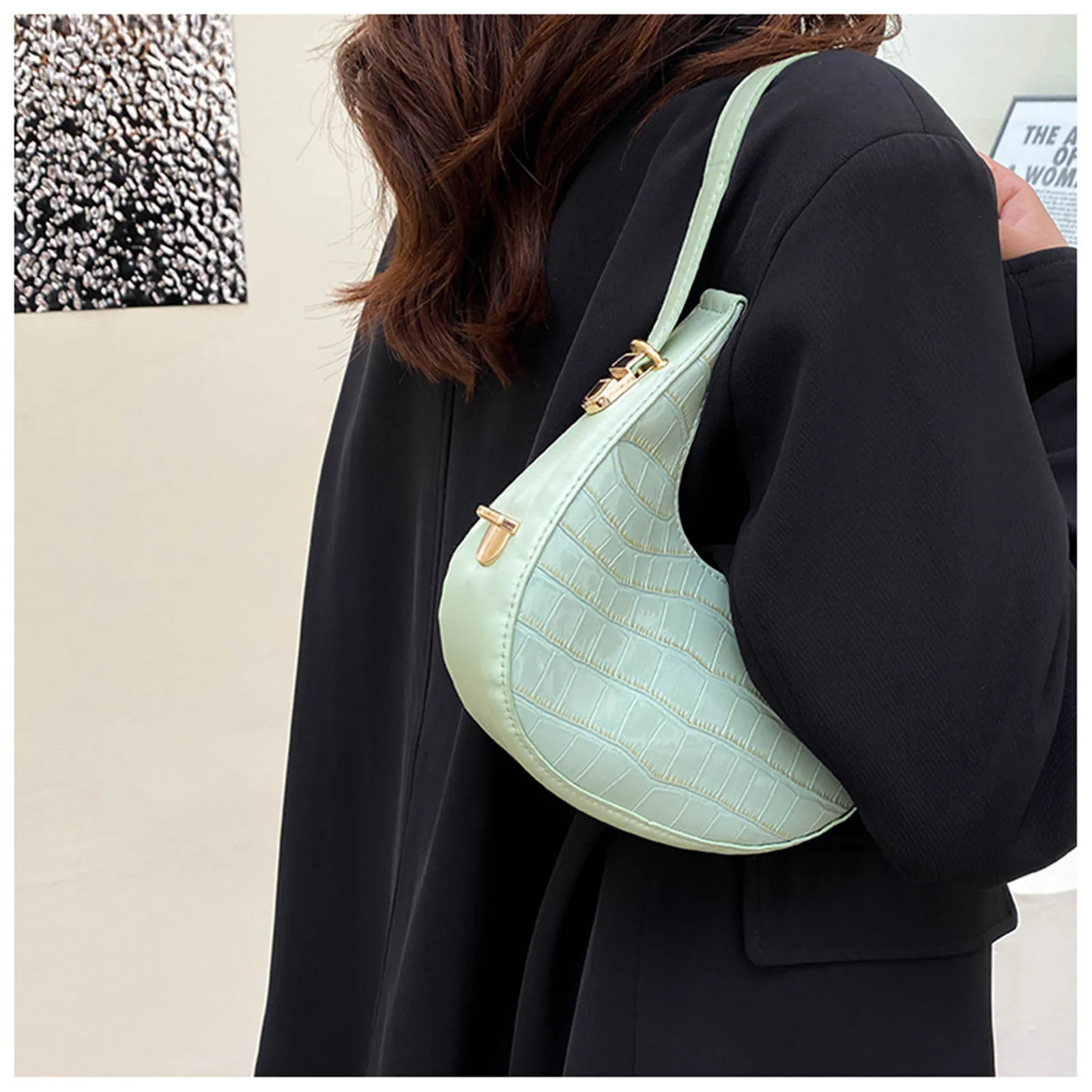 Fashion Stone Pattern Shoulder Bag - Black Color Option