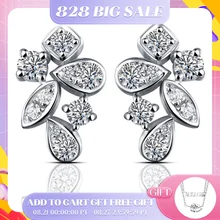  New Arrivals Moissanite Diamond 925 Sterling Silver Stud Earrings Passed Diamond Test Moissanite Fine Jewelry for Women Gift 