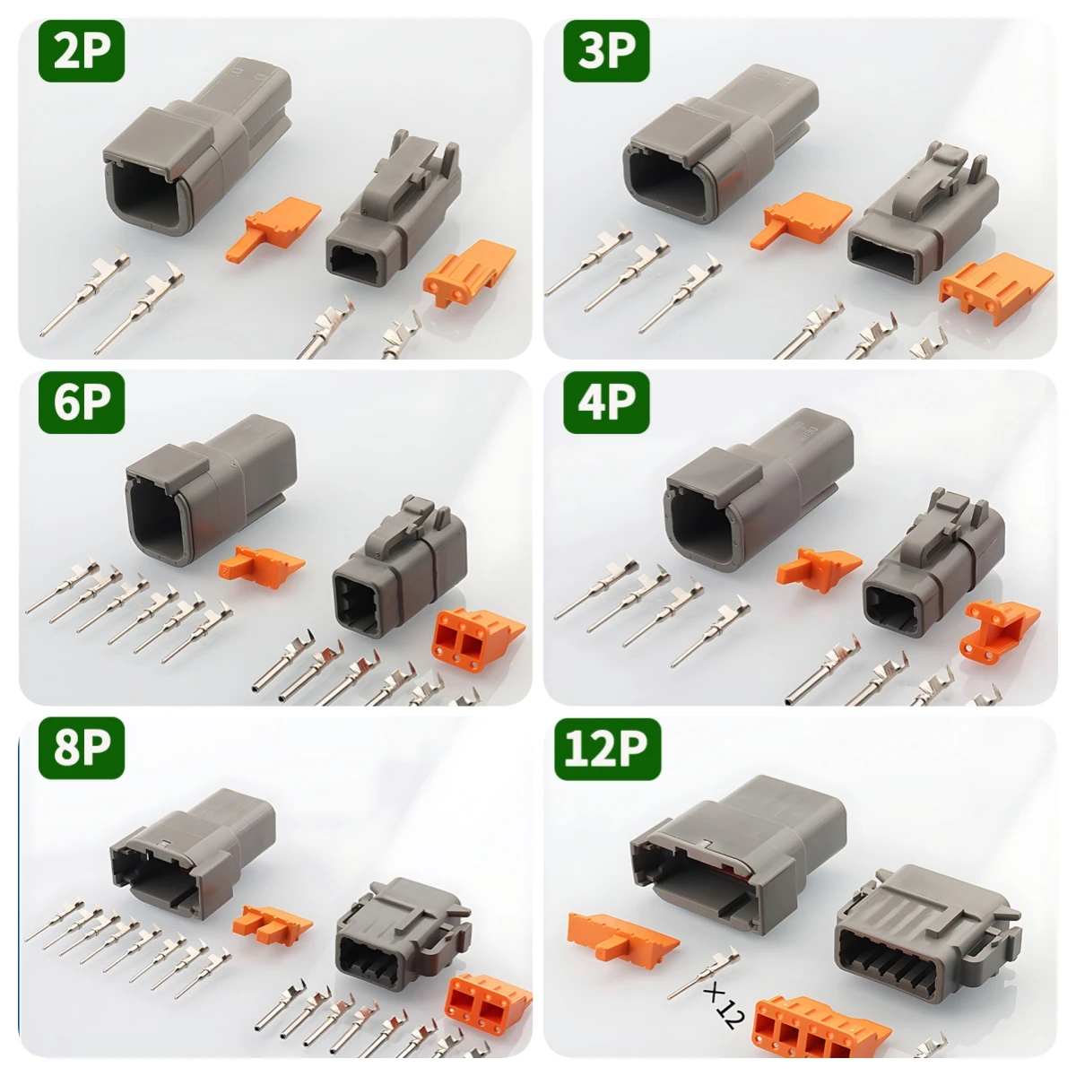 Deutsch Conector Série Dtm 212 Pinos Way p 3p 4p 6p 8p 12 p Macho e Fêmea Docking Harness Plug Dtm042p Dtm06-2s Conjuntos 20 Conjuntos 100 Conjuntos