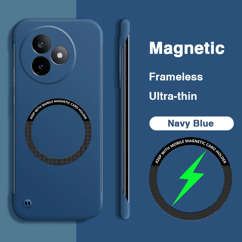 Frameless Magnetic Armor Phone Case - Hard PC, Thin Candy Back Cover, High Quality