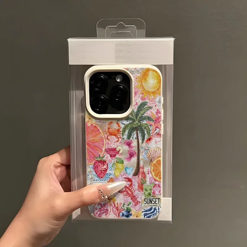 Summer Beach Party Lychee Texture Phone Case - Air Soft Cover