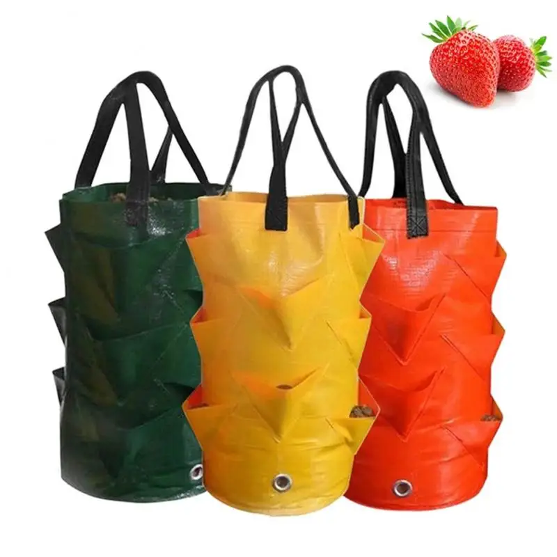 Reusable Planter Pot PE Growing Bags For Vegetable Flower Outdoor Planting Bag Hanging Strawberry Potato Flower Planter Bag