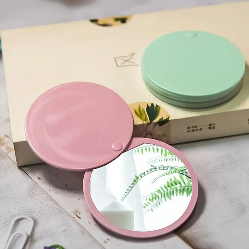 Circular Make-Up Mirror Rotating Cute Small Mirror Single Sided Folding Handheld Cosmetic Travel Accessories