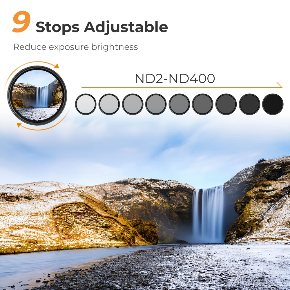 K&F CONCEPT 67mm Variable ND2-ND400 ND Filter 37mm 40.5mm 49mm 52mm 58mm 62mm 72mm 77mm 82mm Neutral Density Camera Lens Filter camera lens filter photography filter variable nd filter