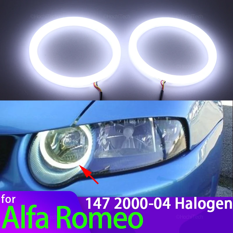 

Галогенный налобный фонарь для Alfa Romeo 147 2000-2004, автомобильные аксессуары, 6000K белый SMD хлопковый светодиодный светильник, кольцевой комплект Angel Eye Halo