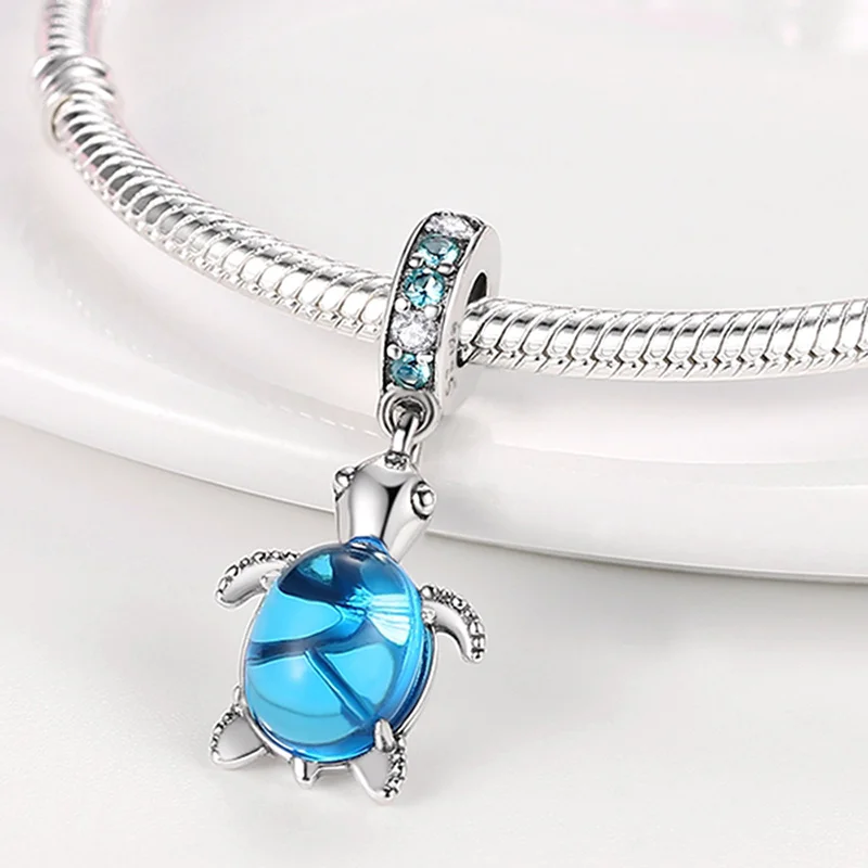 Charm bead jewelry 925 Sterling Silver Fashion Hot Air Balloon Turtle Color Changing Glow Charm Bead Fit Pandora Original Bracelet DIY Gift