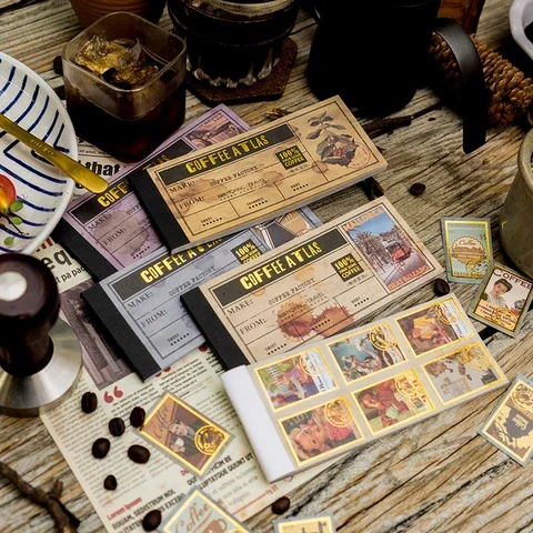 

20 Pcs Vintage bronzing Stickers Decorative Hand Account Stick Labels Diy Diary Album Junk Journaling Collage material