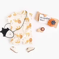 MILANCEL New Summer Baby Rompers 3-24M Infant Cartoon Lion Short Sleeve Jumpsuit Toddler Boys Thin Style One Piece