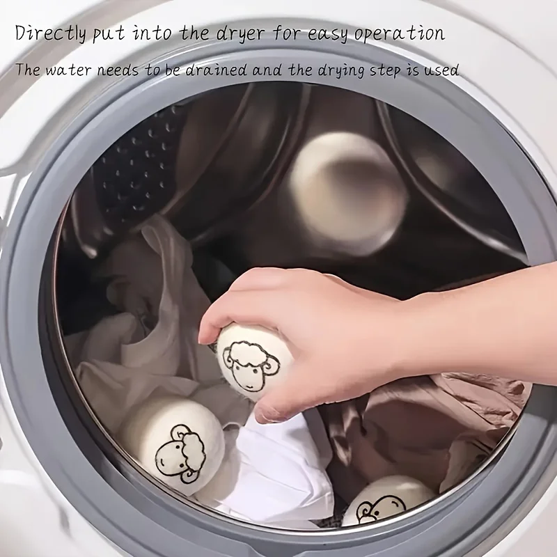 5pcs Wool Laundry Balls Reusable Anti-Static Softener Balls for Gentle Fabric Care Ideal for Delicates with Pull-Out Wash Cycles