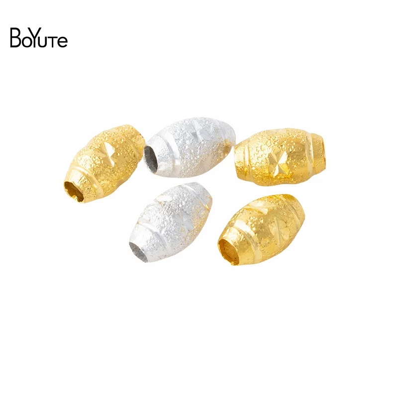 

BoYuTe (100 Pieces/Lot) 5*8MM 6*10MM Metal Brass Oval Spacer Bead Diy Jewelry Accessories Loose Beads