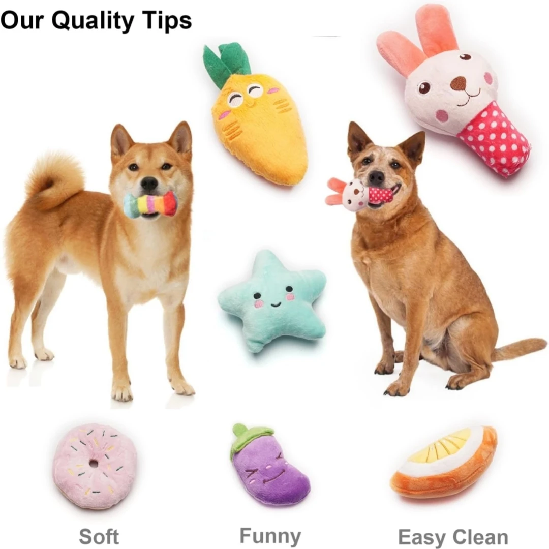 9-piece set of squeaking puppy toys, cute multi-color design, can bite at any time, suitable for small dogs 5