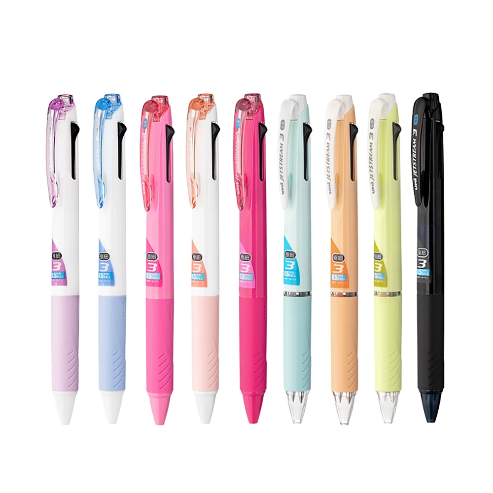 일본 유니 볼펜 SXE3-400 다기능 젤펜, 블랙 테크놀로지 퀵 드라이 잉크, 회전 아웃 리필 0.5mm, 0.7mm, 3 in 1