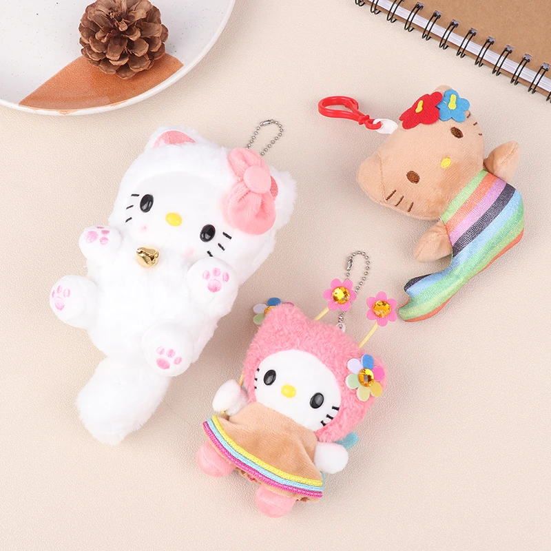 

Новинка, брелок для ключей, 10 см, аниме Hello Kitty, цветок, Сказочная плюшевая фигурка, подвеска, аксессуары, милые игрушки с животными